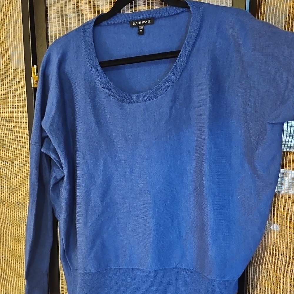 Eileen Fisher Royal Blue Scoop Neck Sweater